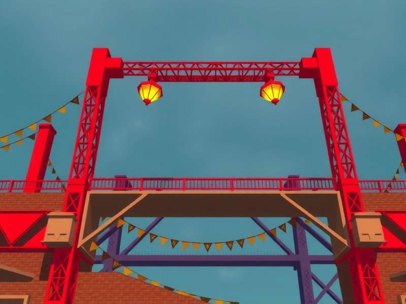 Complex bridge structure with multiple supports and spans