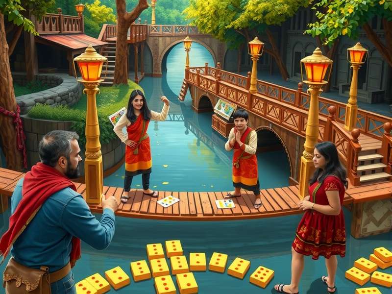 A spectacular bridge built in Bridge Builder Game spanning a canyon