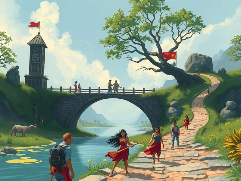 Mystical bridge leading to a fantasy kingdom of Terabithia