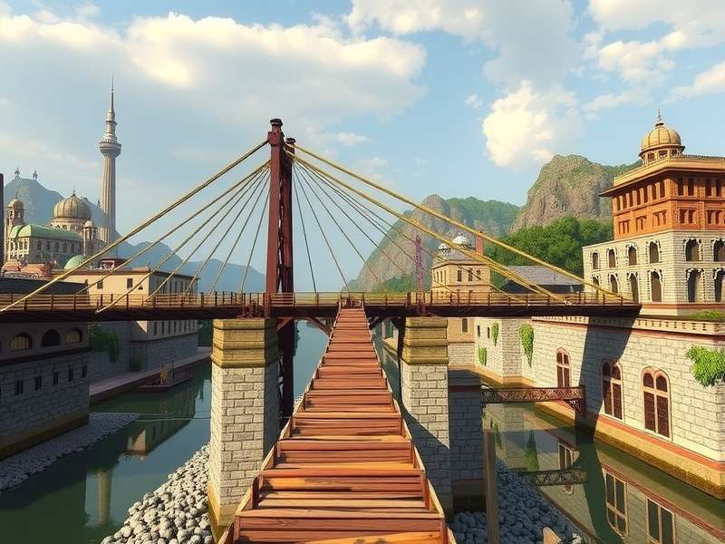 Diagram of Triple-Arc bridge design for Bridge Builder Simulator Level 10