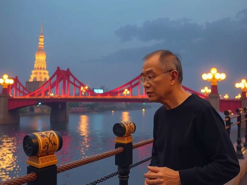 Most Bhumibol Bridge spanning the Chao Phraya River in Bangkok, Thailand