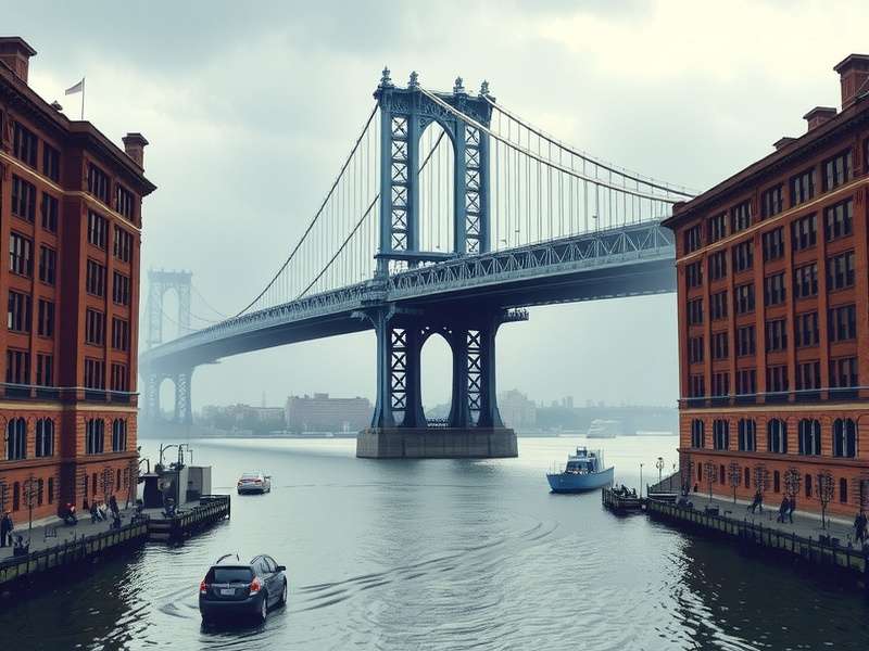 Brooklyn Bridge panoramic view with dramatic lighting