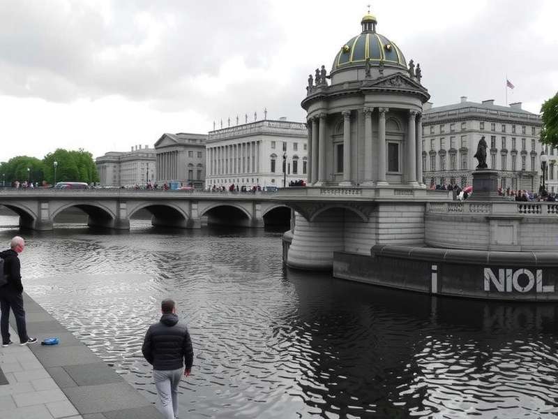 Ha'penny Bridge Dublin Ireland spanning the River Liffey at dusk