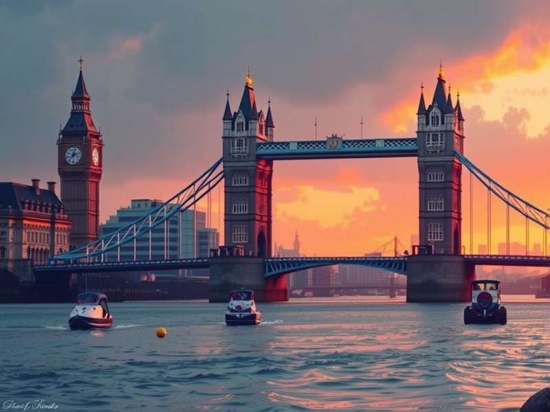 Tower Bridge London bascules raised for a ship