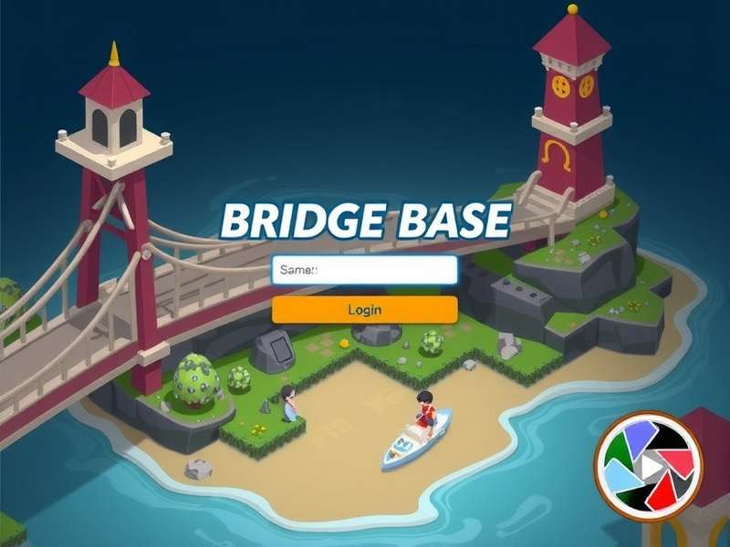 Bridge cards laid out on a table with a laptop showing the Bridge Base Online login screen