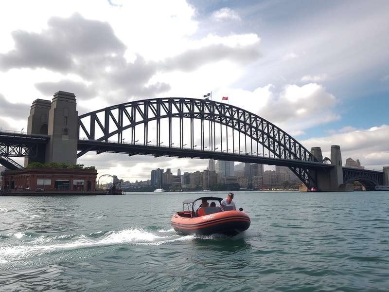 Sydney Harbour Bridge spanning across the harbour with Opera House in foreground