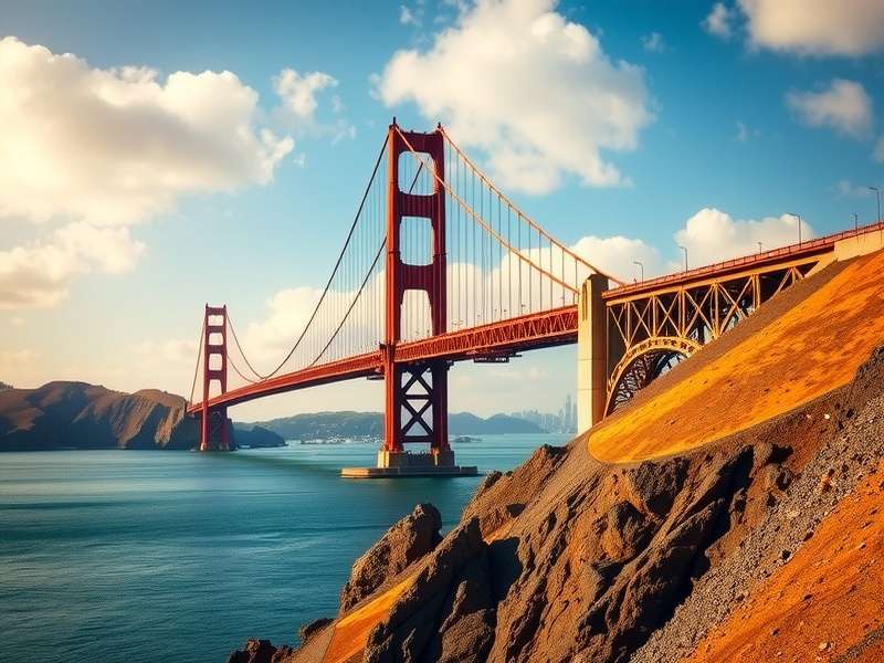 Golden Gate Bridge Usa — Iconic suspension bridge in San Francisco with orange towers and blue sky