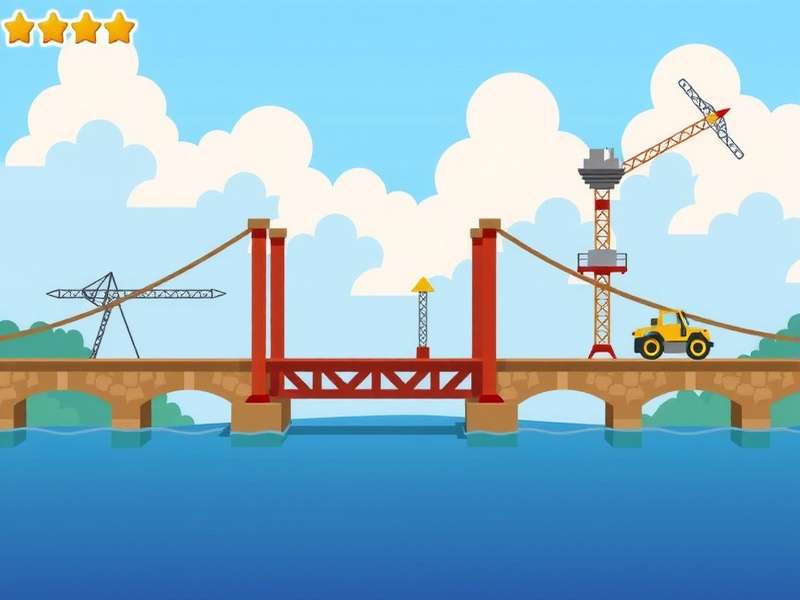 Bridge Builder Unblocked gameplay showing a truss bridge under load test