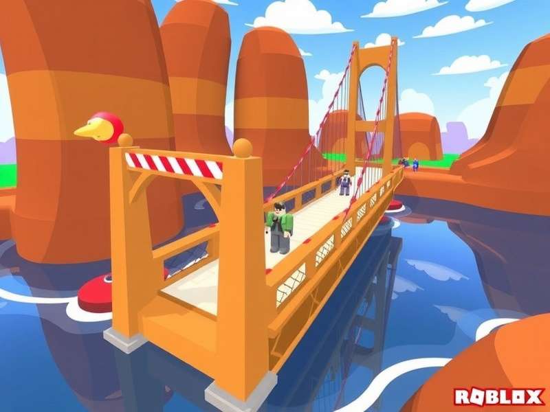Bridge Builders Roblox — stunning bridge construction over a deep valley, showcasing engineering creativity