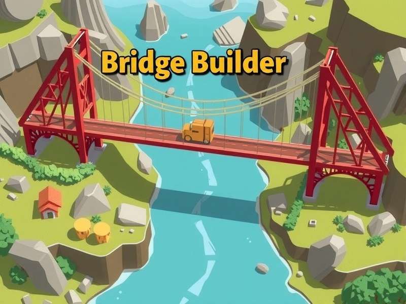 Bridge Builder Game – building a complex truss bridge over a deep valley